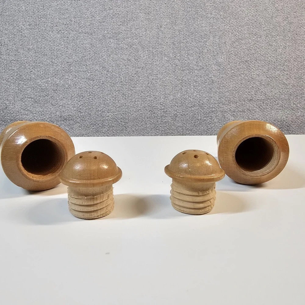 Wooden Vintage Turned Salt and Pepper Shakers Set Japan Minimalist Modern Simple